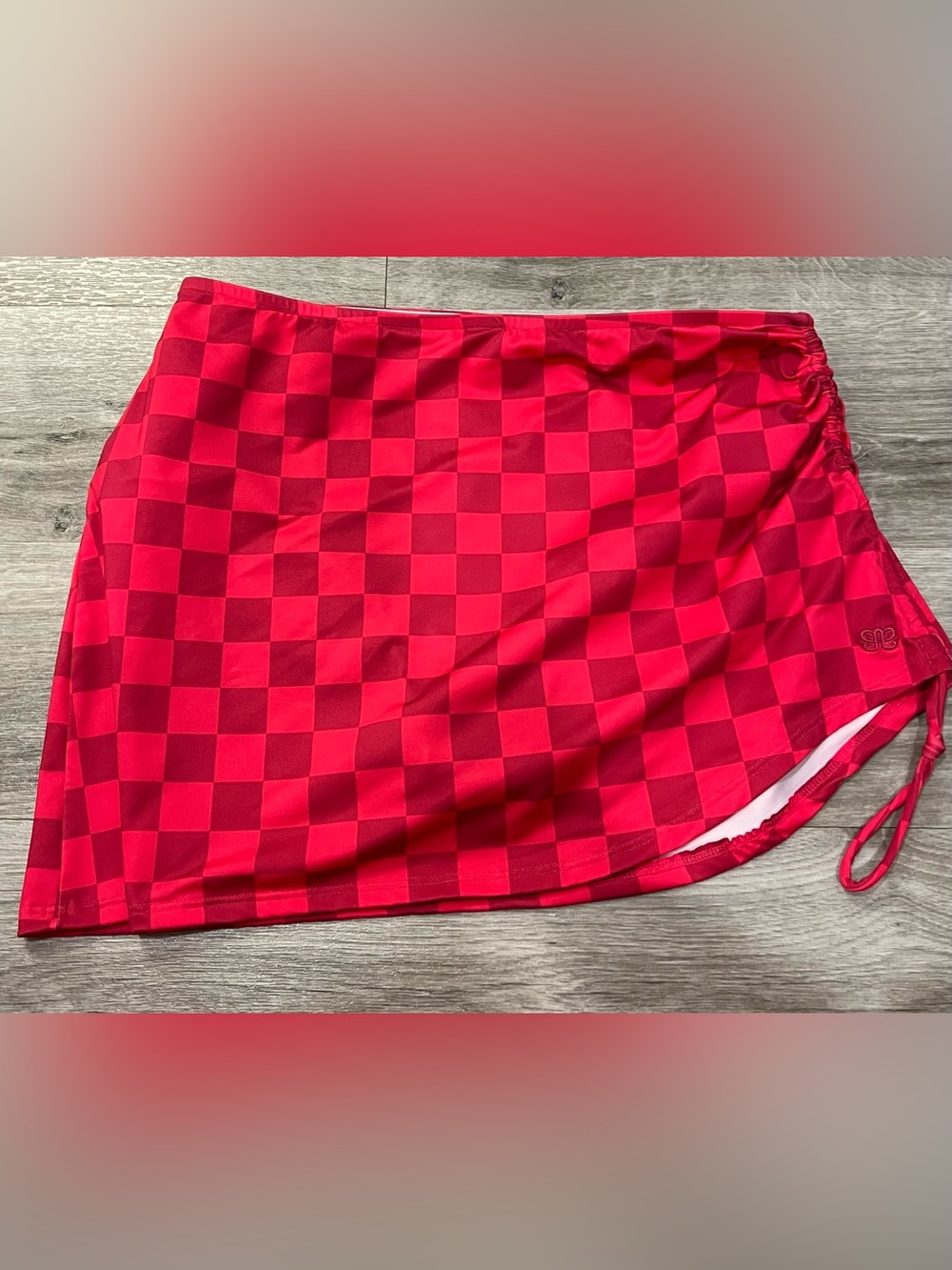 Albion Fit Magenta Check Swim Skirt